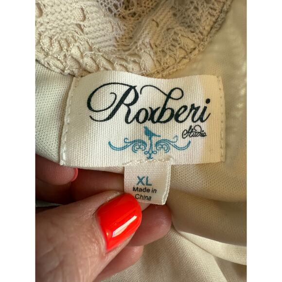 Roxberi Studio Womens XL Boho Crochet Sleeveless Halter Swing Dress Vtg Inspired - Picture 4 of 8